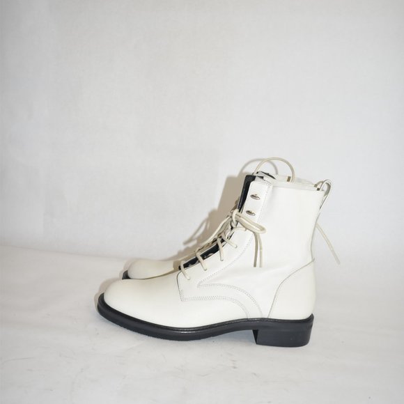 $550 RAG & BONE Slayton Combat Boot EDGY LEATHER ANTIQUE WHITE 38.5 (D11) - Picture 8 of 12